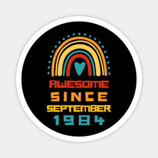 Rainbow Awesome Since September 1984 37th Birthday Magnet